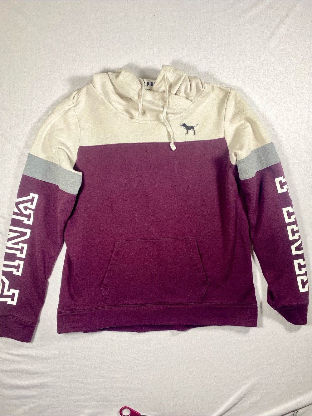 PINK Victoria's Secret Women’s L Purple Colorblock Hoodie Pockets